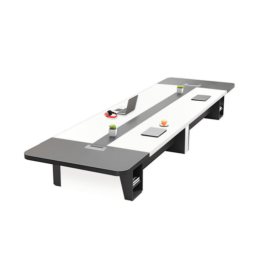 Modern Rectangular Conference Table with Under-Desk Storage for Office Zimasya