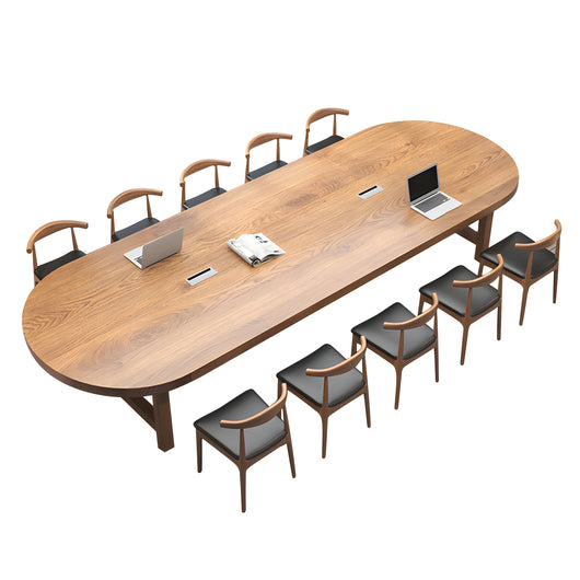 Modern Solid Wood Oval Conference Table for Office Meetings & Discussions Zimasya