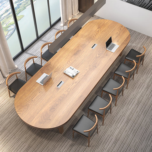 Modern Solid Wood Oval Conference Table for Office Meetings & Discussions Zimasya