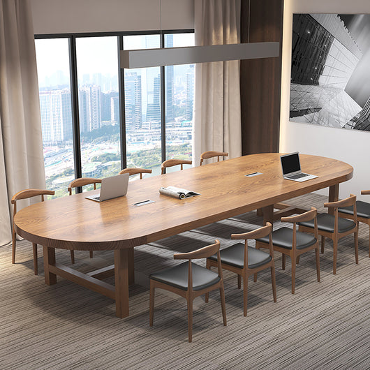 Modern Solid Wood Oval Conference Table for Office Meetings & Discussions Zimasya