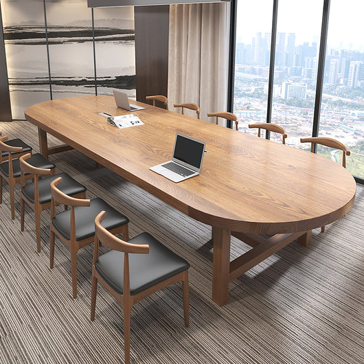 Modern Solid Wood Oval Conference Table for Office Meetings & Discussions Zimasya
