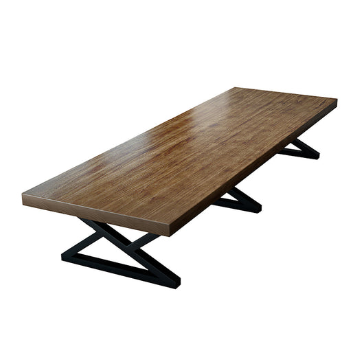 Rustic Solid Wood Conference Table with Metal Frame for Office Meeting Zimasya