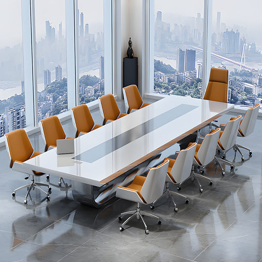 Luxury White Lacquer Conference Table for Large Office Conference Room Zimasya