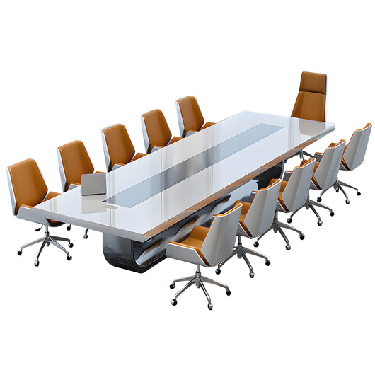 Luxury White Lacquer Conference Table for Large Office Conference Room Zimasya