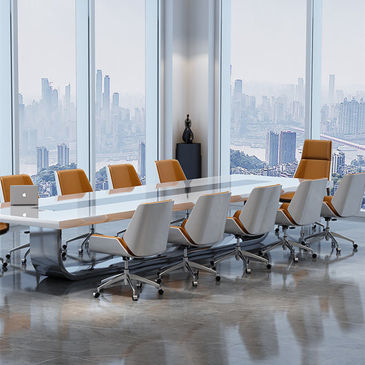 Luxury White Lacquer Conference Table for Large Office Conference Room Zimasya