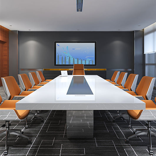 Luxury White Lacquer Conference Table for Large Office Conference Room Zimasya