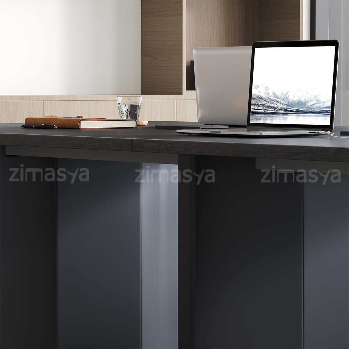 Large Conference Table with Built-In Power, Cable Management & Thick Sectioned Top