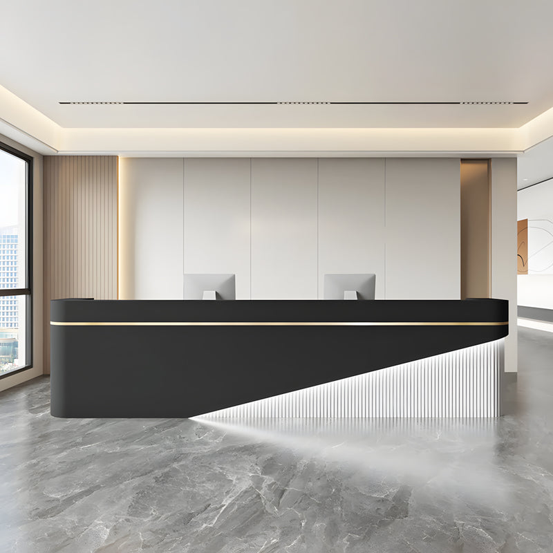 Modern hotel reception desk front view