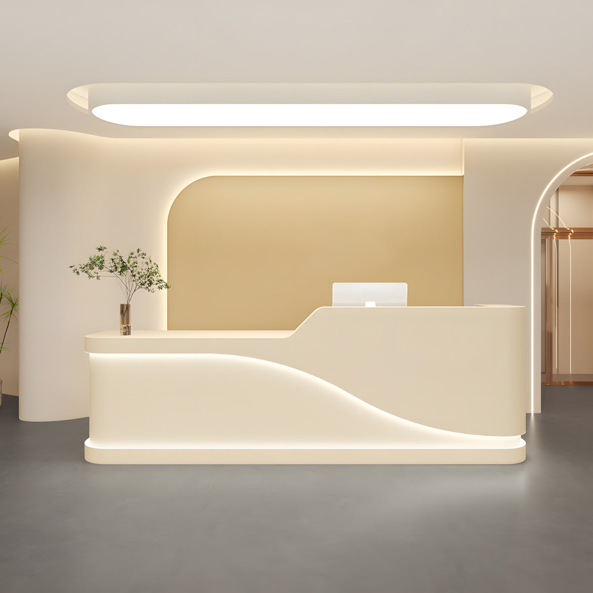 Modern Reception Desk with Multi Storage Space for Salon Lobby & Reception Area