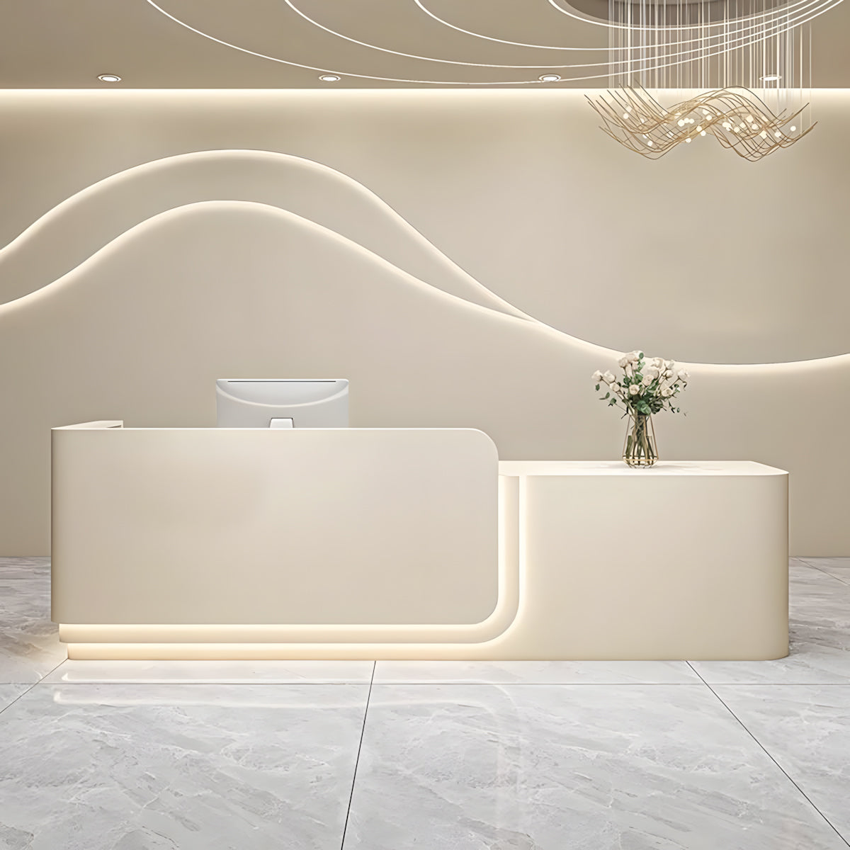 Minimalist Beauty Salon Reception Desk with LED Light