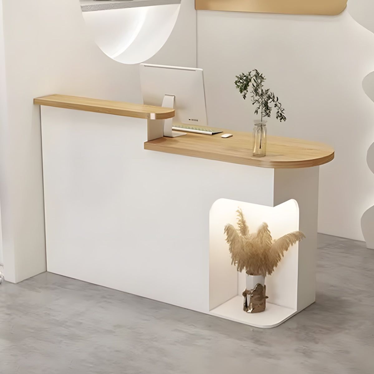 Minimalist Store Checkout Counter with Locking Drawer