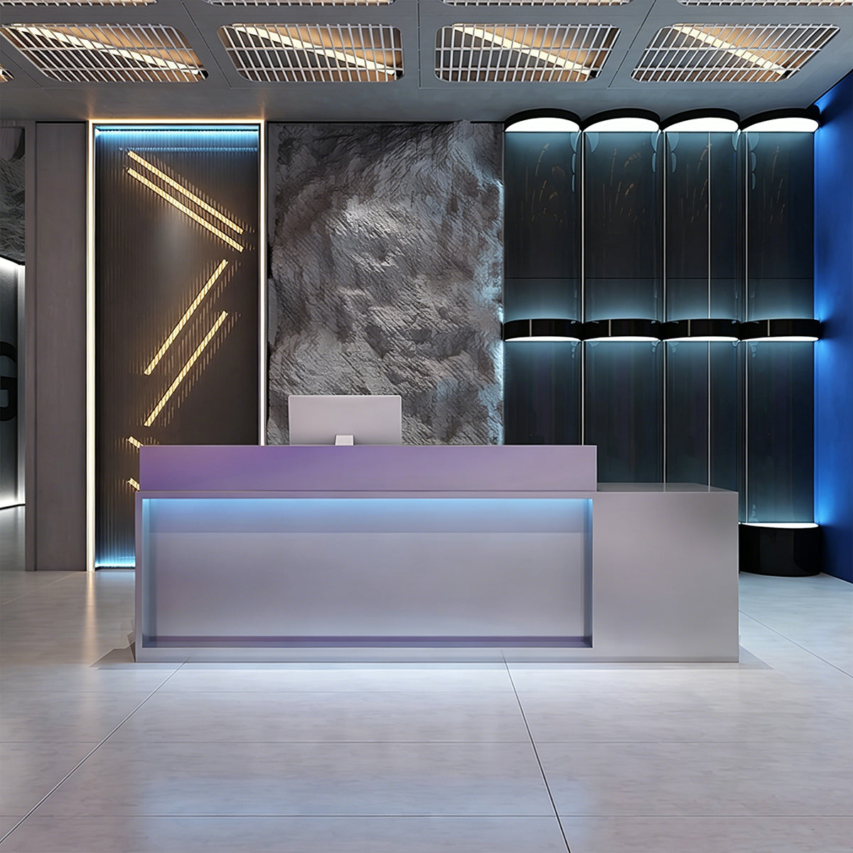 Industrial-Style Stainless Steel Reception Desk with Storage for Clubs