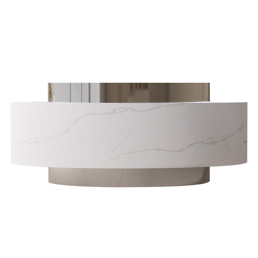 Modern Luxe Curved Reception Desk with Keyboard Tray & Drawers Zimasya