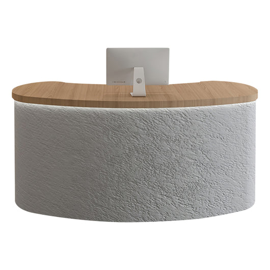 Modern Curved Salon Reception Desk with Moonstone Material Zimasya