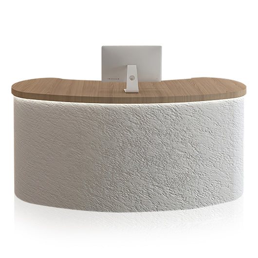 Modern Curved Salon Reception Desk with Moonstone Material Zimasya