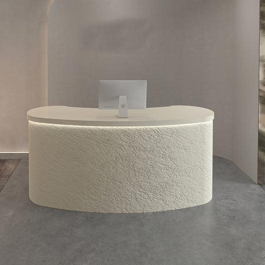 Modern Curved Salon Reception Desk with Moonstone Material Zimasya