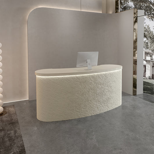 Modern Curved Salon Reception Desk with Moonstone Material Zimasya