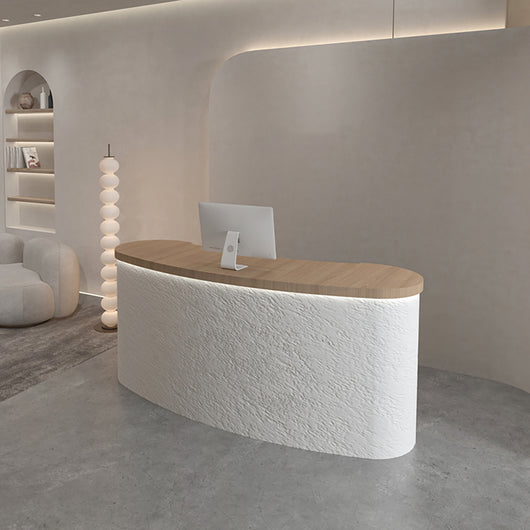 Modern Curved Salon Reception Desk with Moonstone Material Zimasya