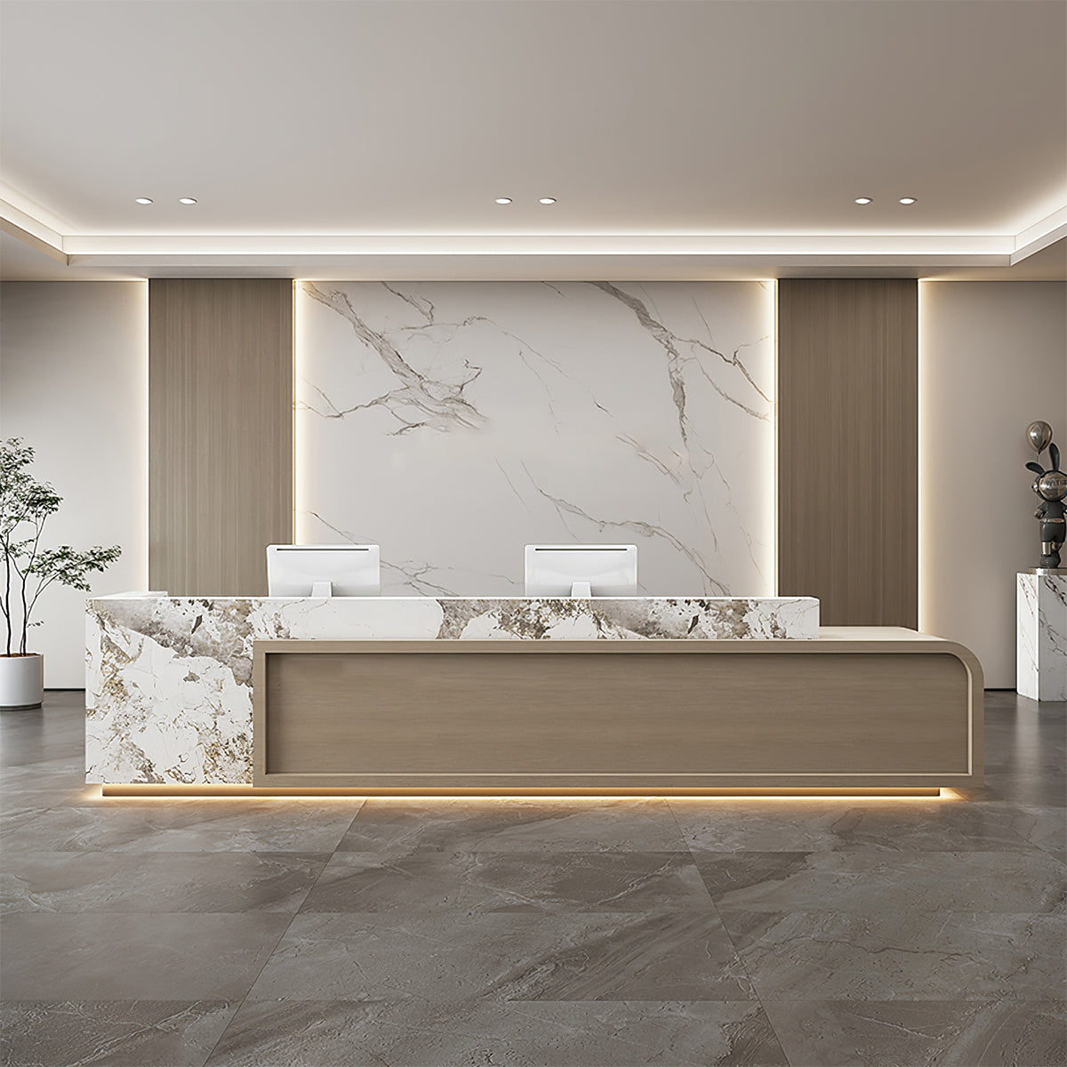 Luxury Office Reception Desk with Storage Cabinet for Lobby