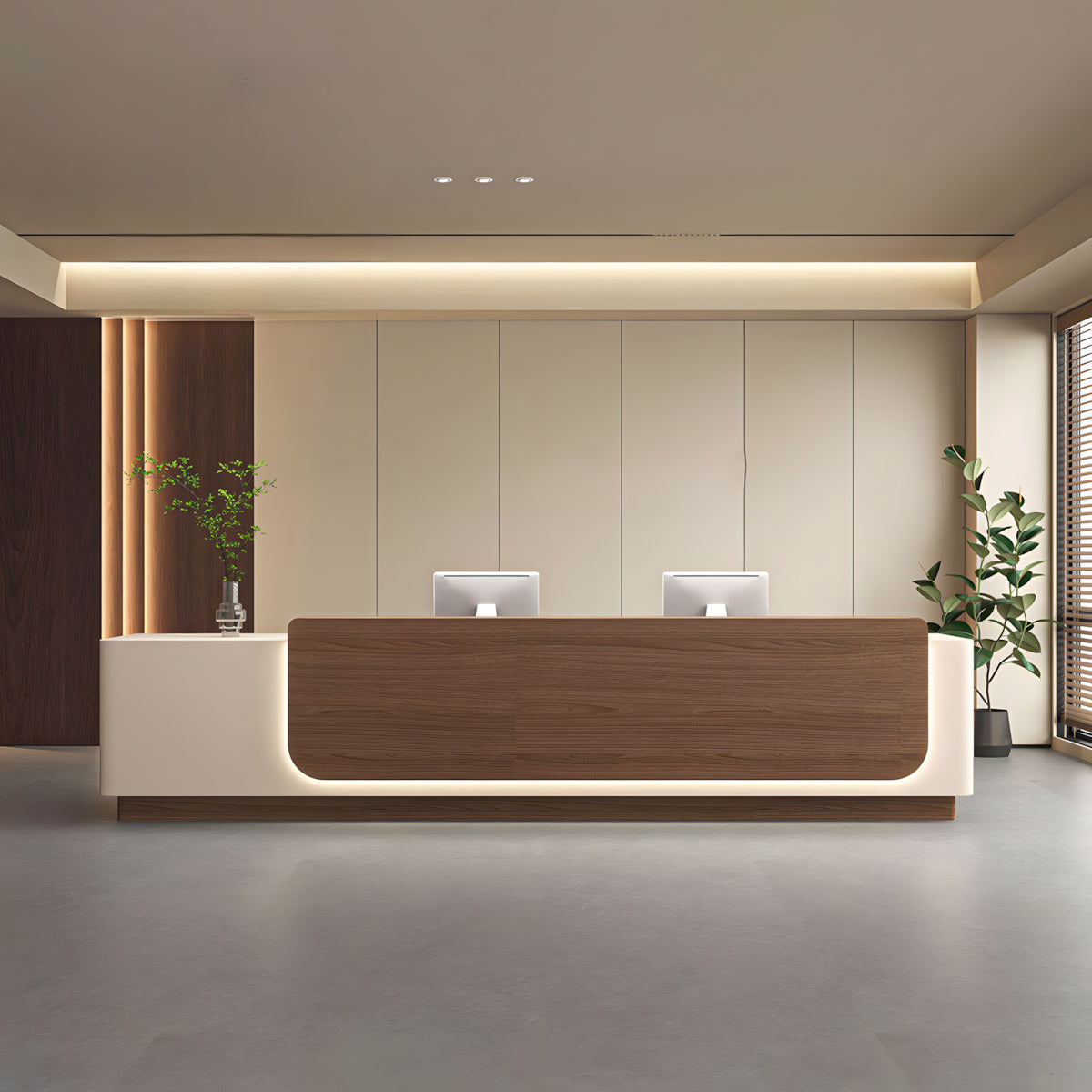 Modern Reception Desk with Drawers & Storage Cabinet for Office Reception