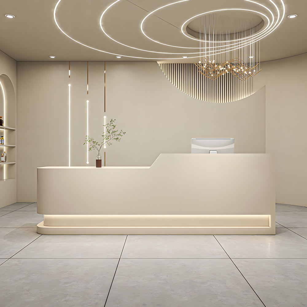 Modern Reception Desk Front Counte with Storage for Salon Reception Area