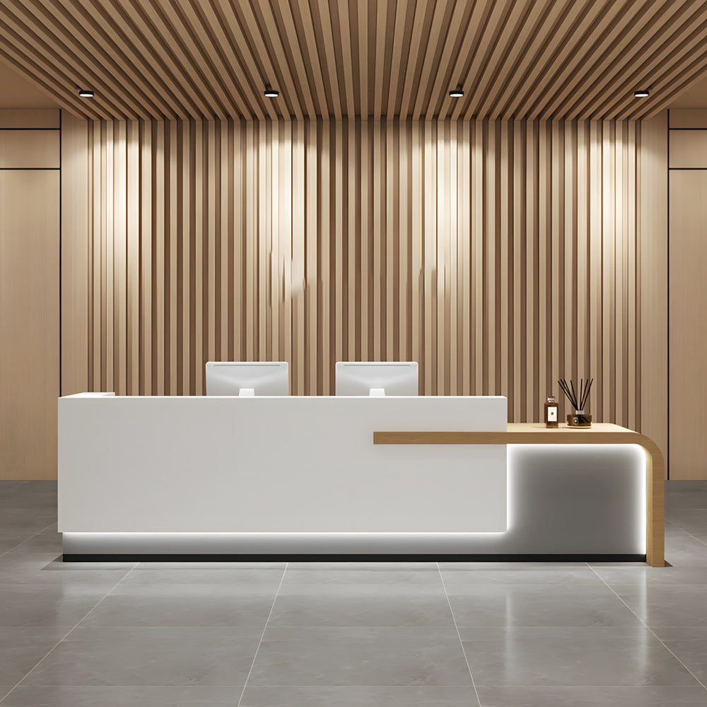 Modern Reception Desk Front Counter with Storage Drawers for Office Reception Area