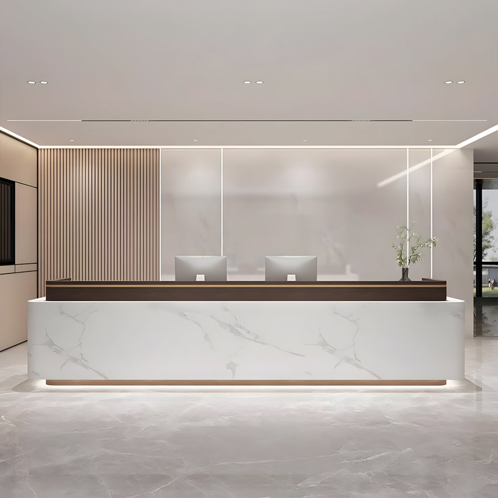 Modern Reception Desk with Storage Cabinet for Company Lobby Reception Area