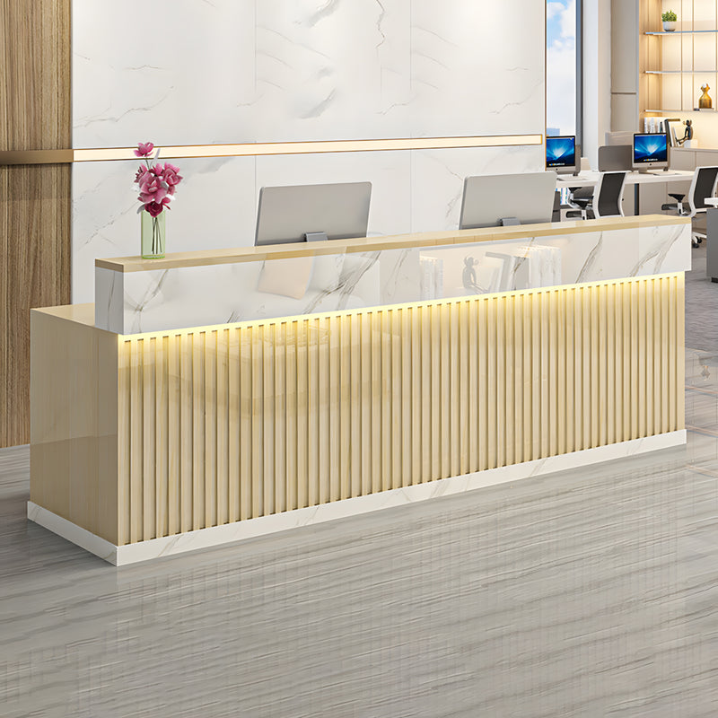 Modern Office Reception Desk with Raised Partition Design