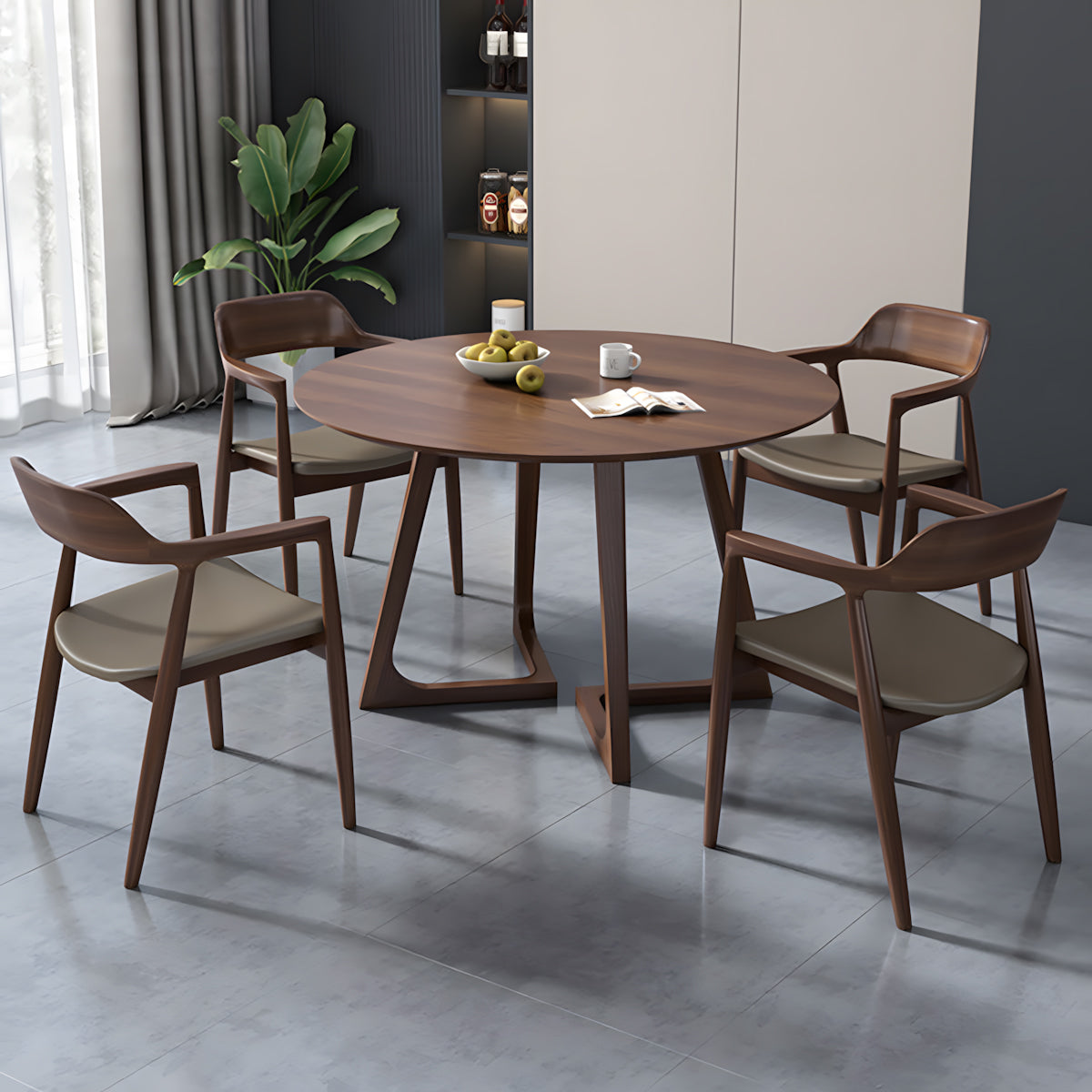 Commercial Wooden Round Table and Chair Set for Meeting Spaces