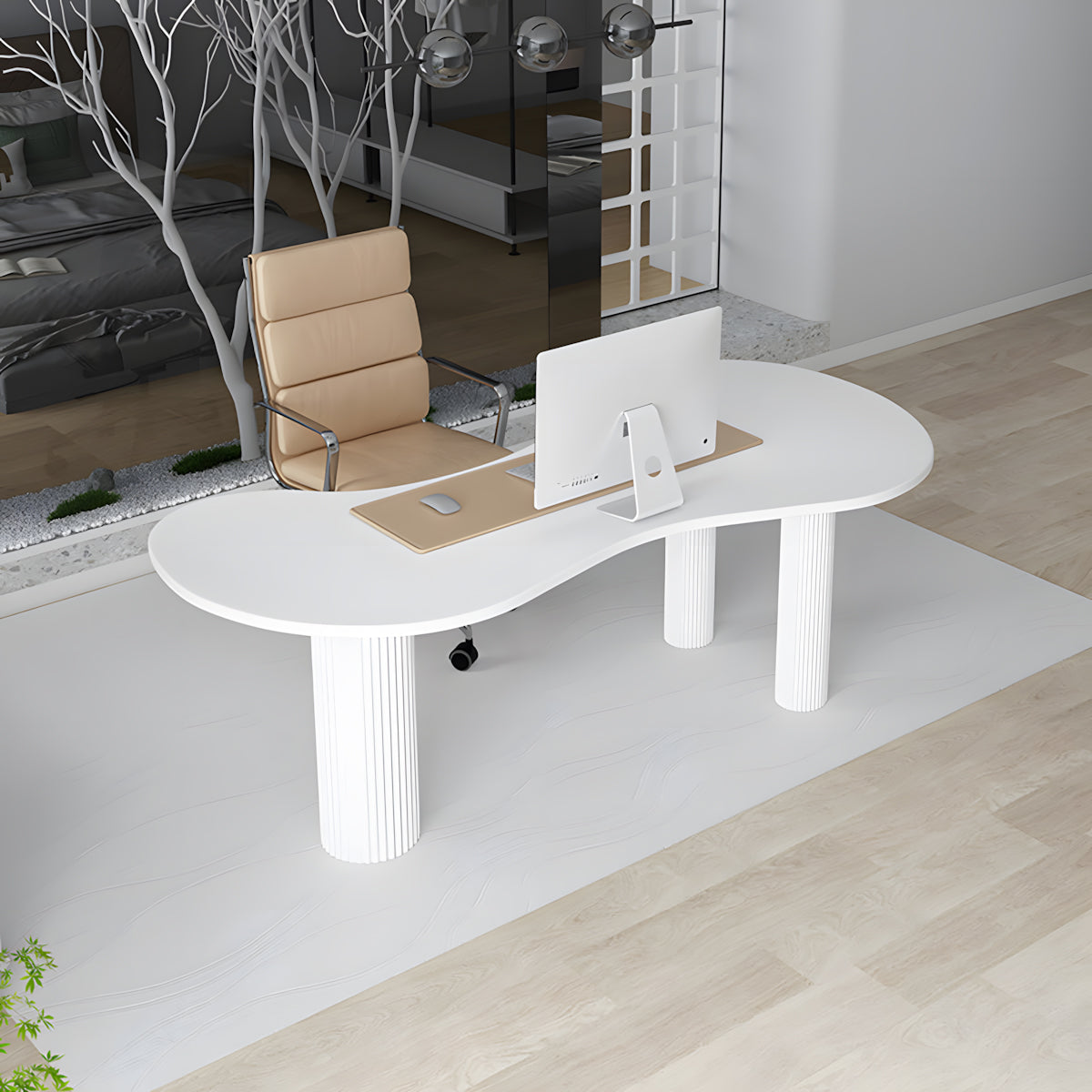 Modern Curved Office Executive Desk with Wave Design for Stylish Office Spaces