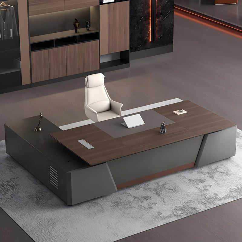 L-Shaped Executive Desk for Office with Combination Lock