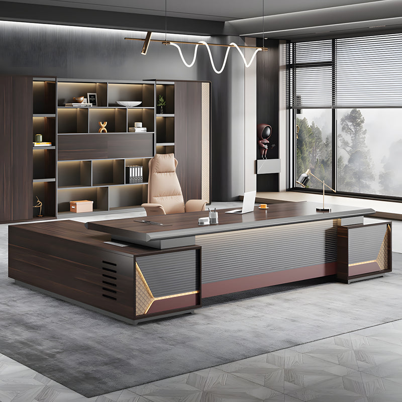 L-Shaped executive desk front view