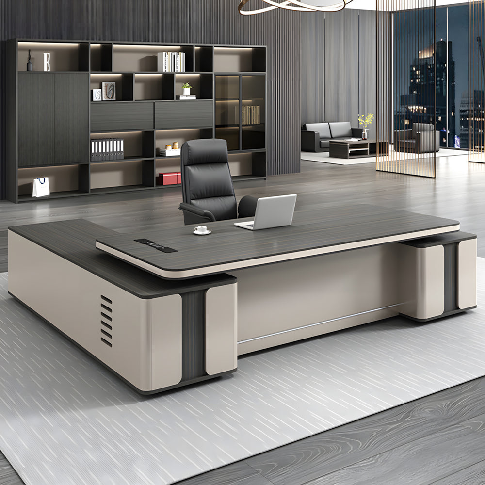 Modern L-Shaped Executive Desk for Director with Drawers
