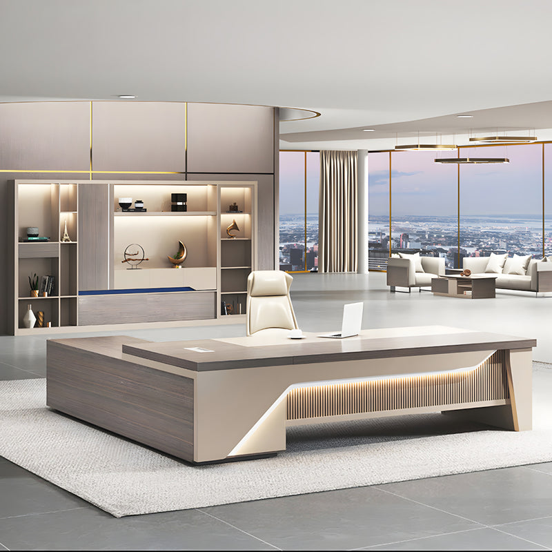 Luxury Executive Office Desk for Manager with File Cabinet