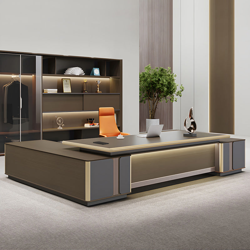 Luxury L-Shaped Executive Desk with Drawers