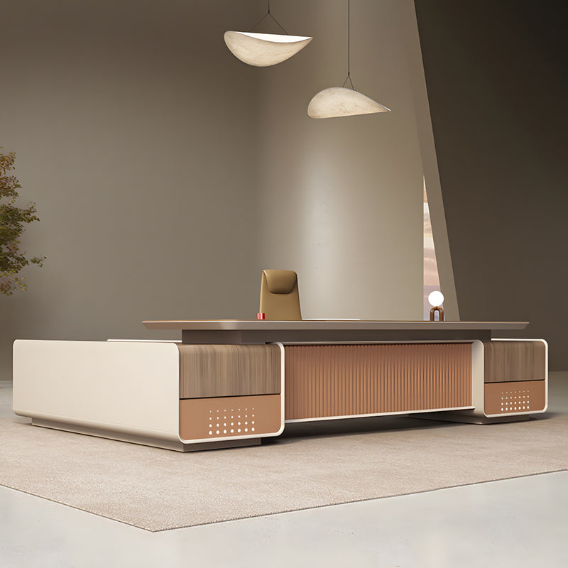 Luxury L-Shaped Executive Office Desk with Double-Sided Storage for High-End Office
