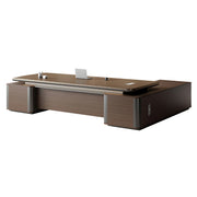 Modern Brown Executive Desk with Side Storage Cabinet for Office Zimasya