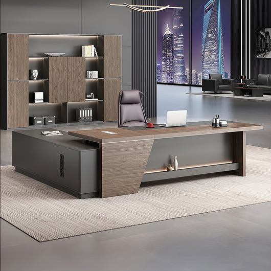 Minimalist Office Executive Desk with Side Storage Cabinet for Managers Zimasya