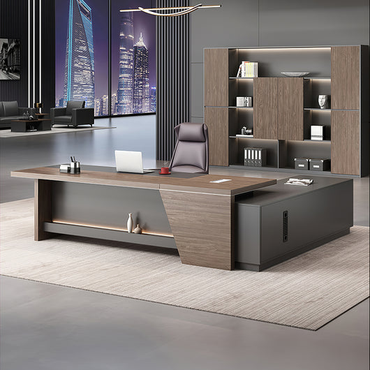 Minimalist Office Executive Desk with Side Storage Cabinet for Managers Zimasya