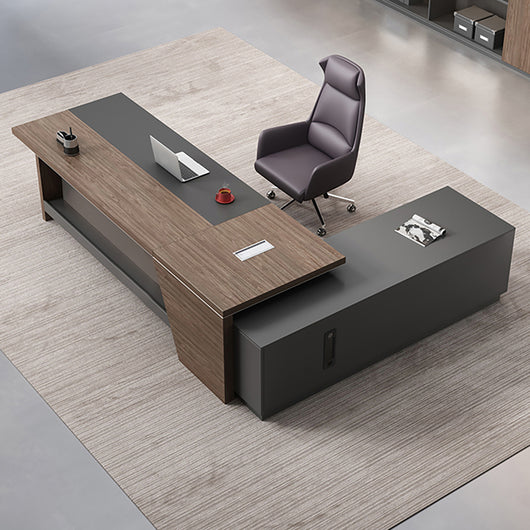 Minimalist Office Executive Desk with Side Storage Cabinet for Managers Zimasya