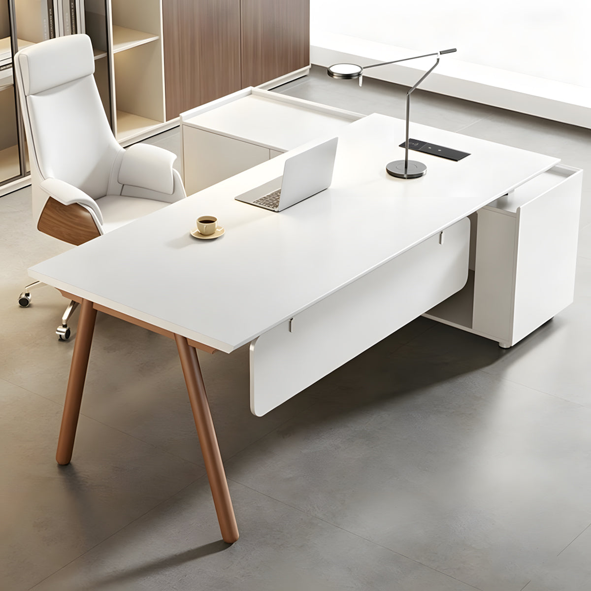 Modern Office Executive Desk with Cable Management Box for Manager Workspace