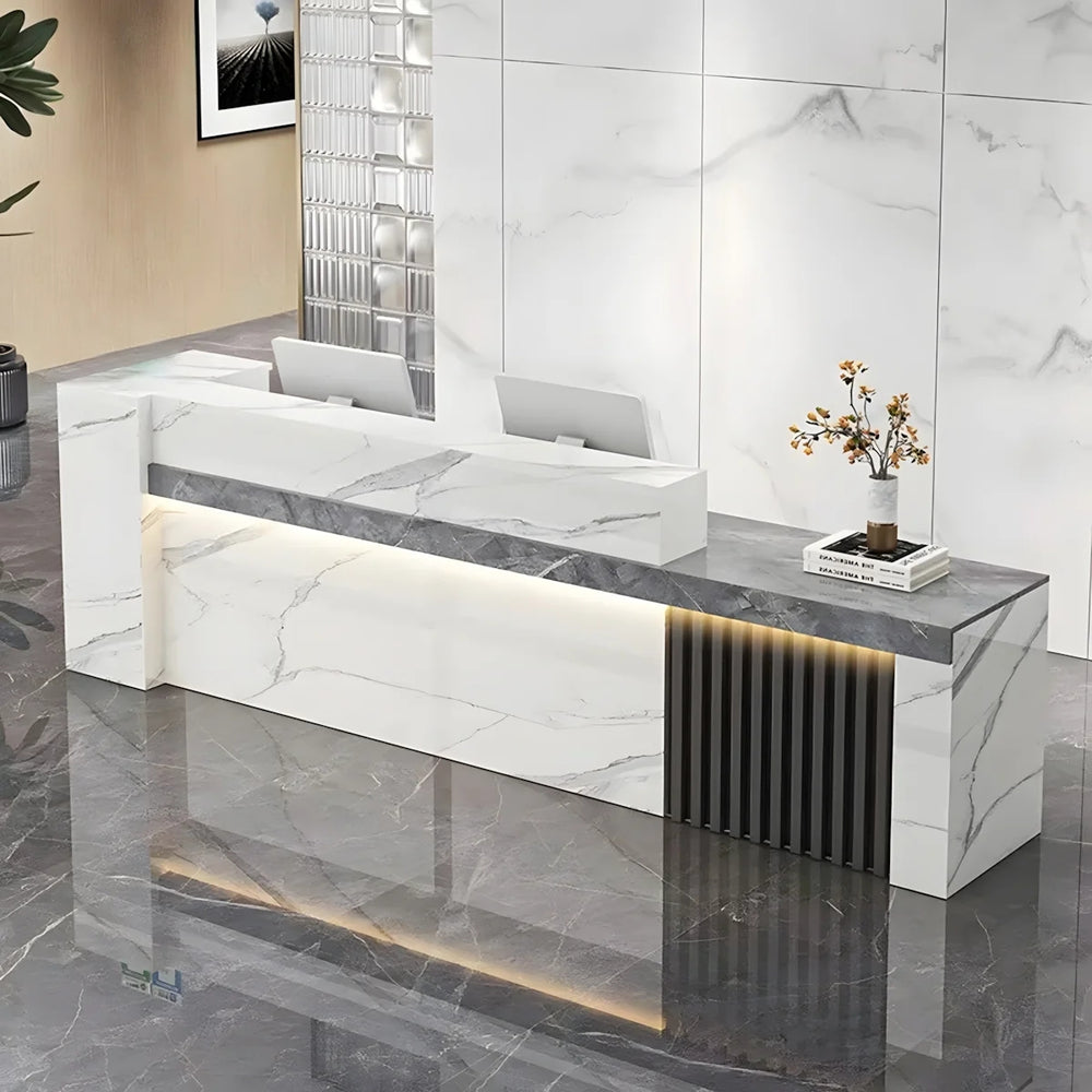 Minimalist Reception Desk with Side Storage Shelves for Office or Salon（Stock Items）