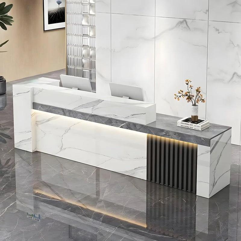 Minimalist Reception Desk with Side Storage Shelves for Office or Salon（Stock Items）