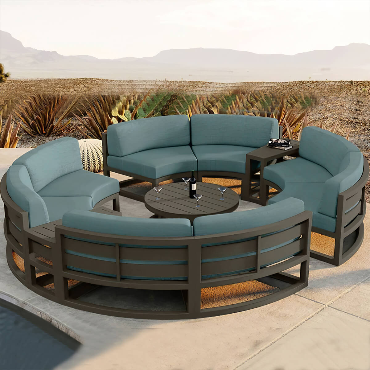 Semi-Circular Rattan Outdoor Sofa Set