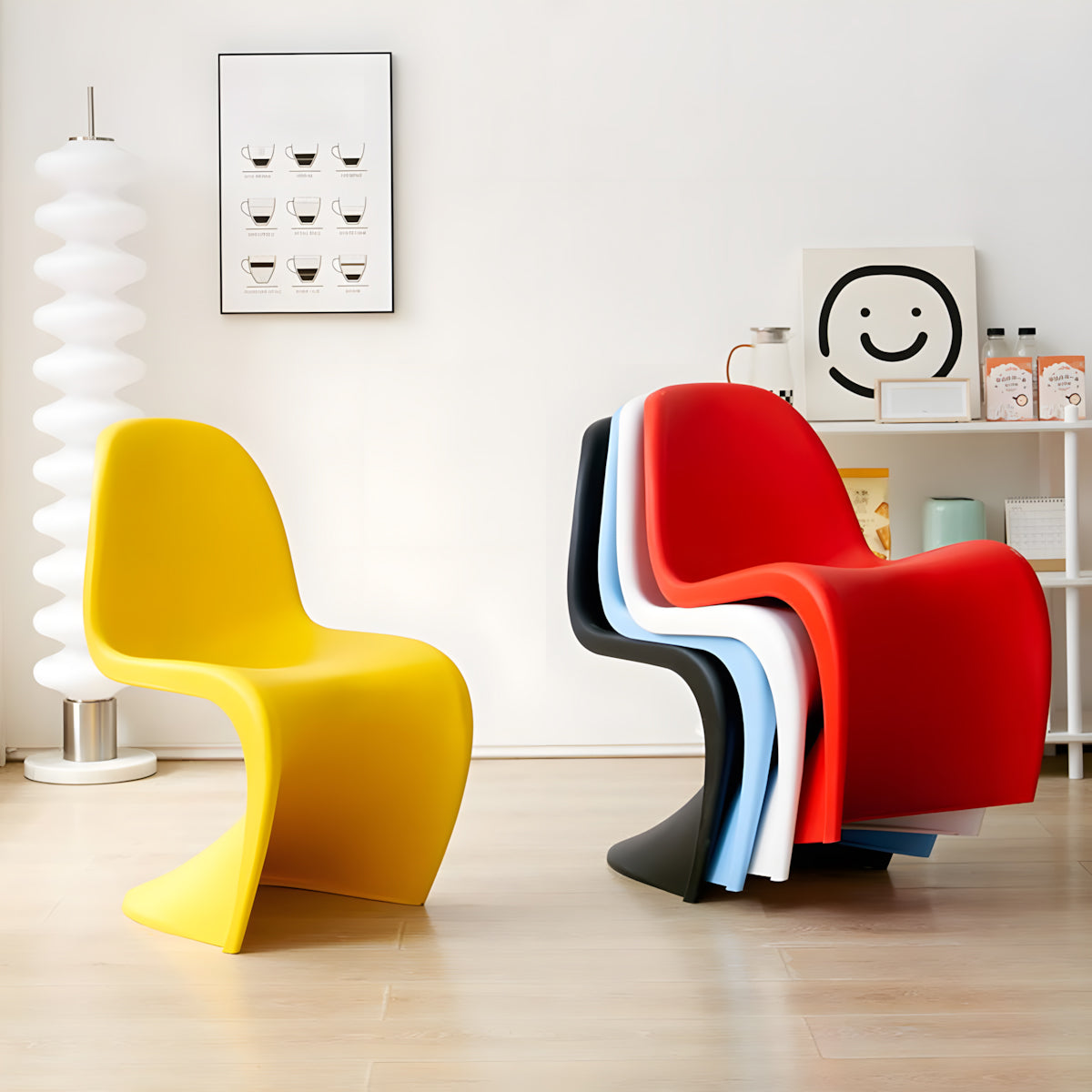 Minimalist S-Shaped Plastic Dining Chair with Armless & Stackable