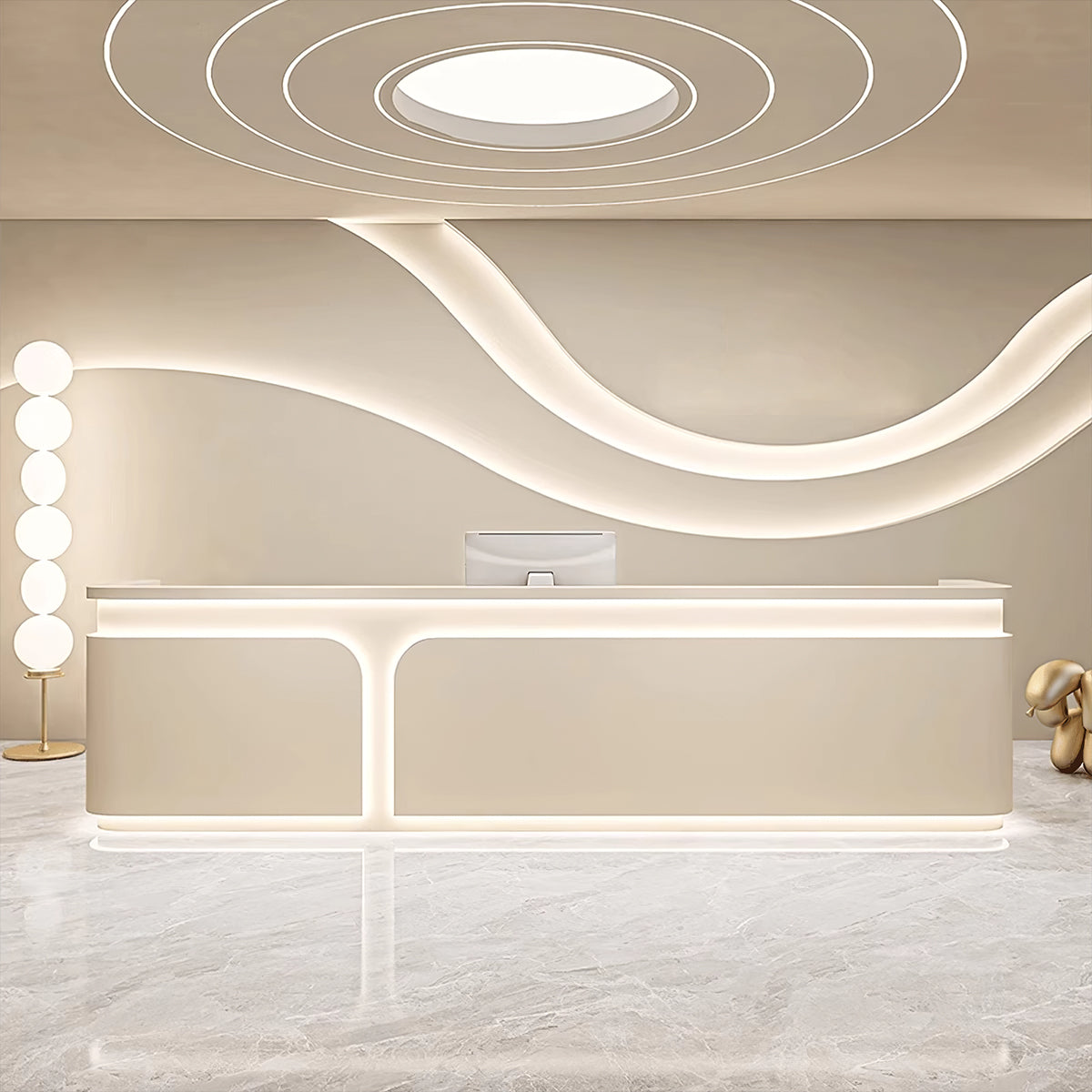 Line Design Beauty Salon Reception Desk with Lacquer Finish