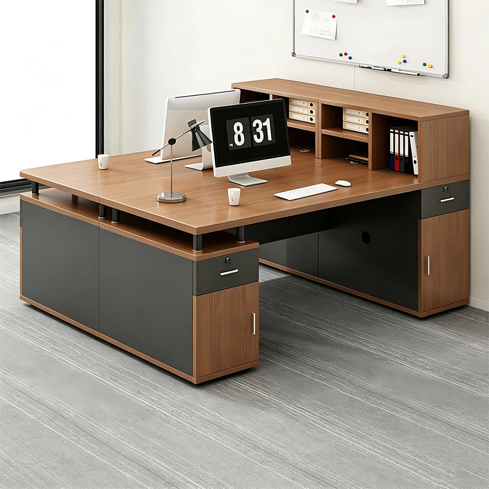 U-Shaped Executive Desk with Reversible Hutch, Privacy Panels and Lockable Storage