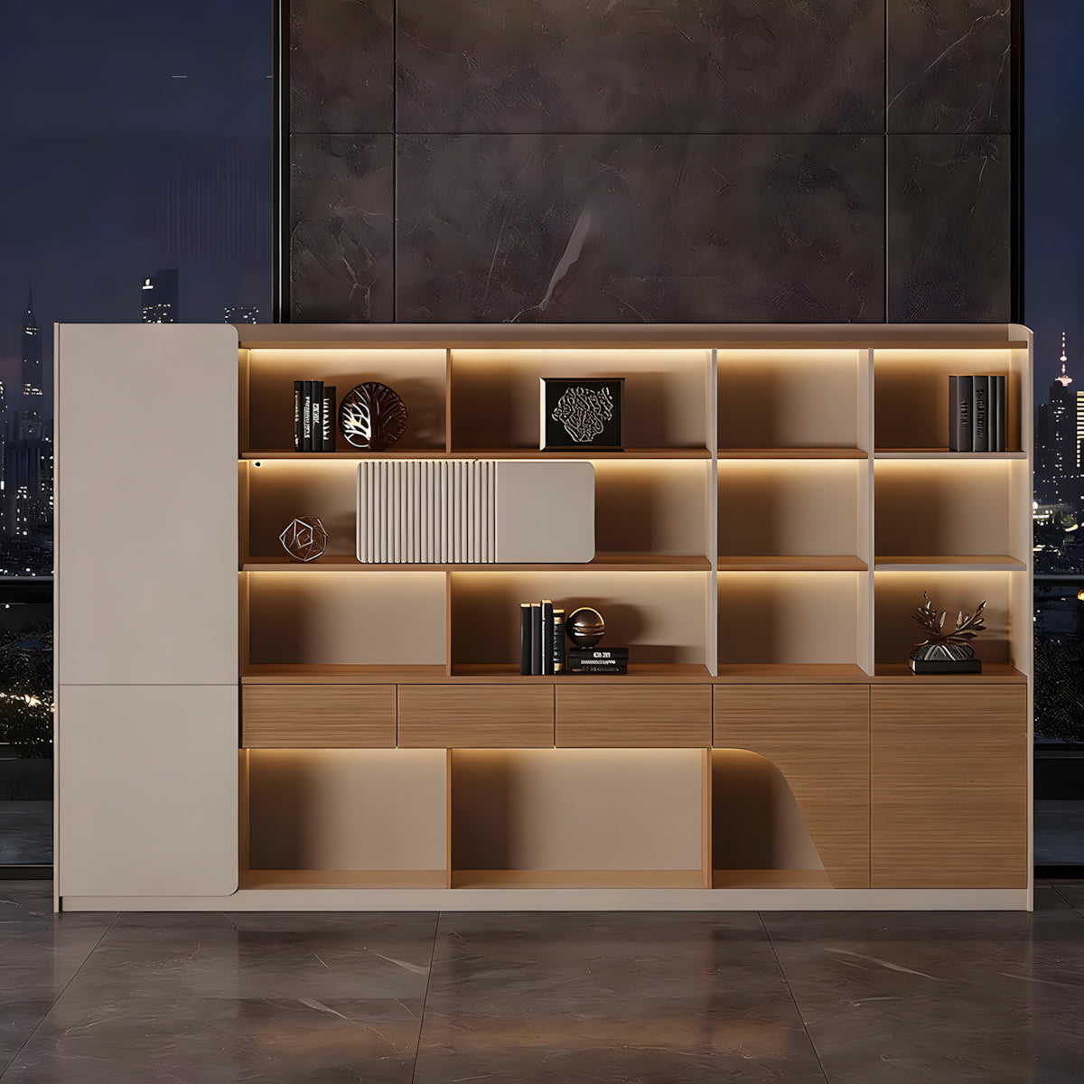 Modern File Storage Cabinet with Partitioned Organization for Documents, Books