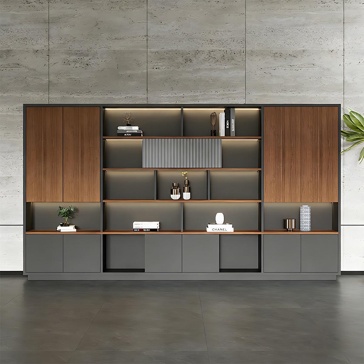 Modern Office Storage File Cabinet with Push-to-Open Doors for Executive Desk