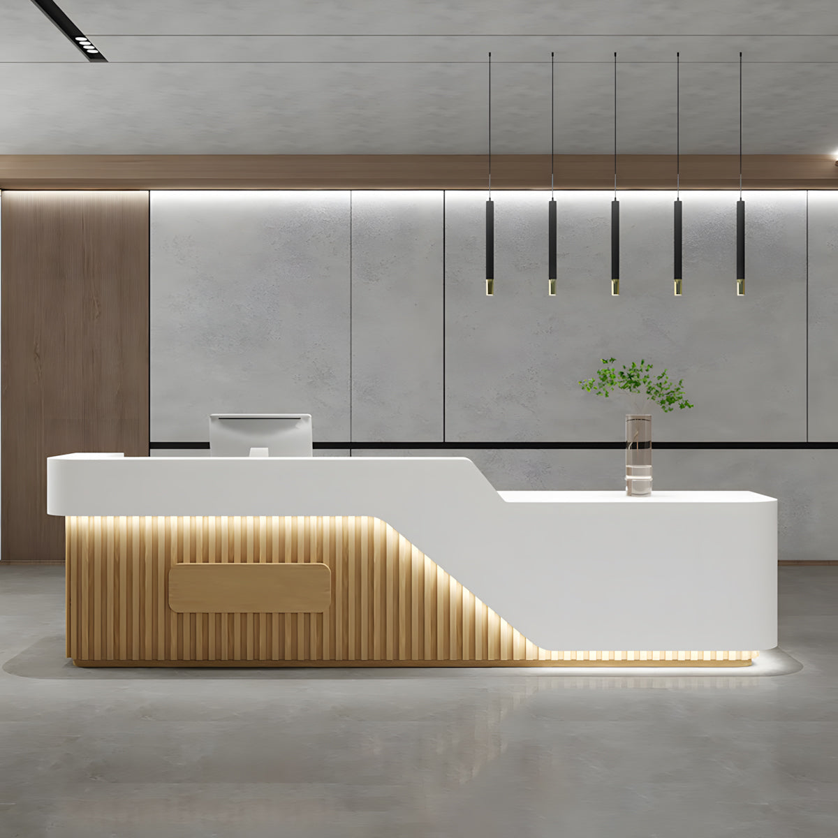 Modern Reception Desk with Under-Counter Storage for Front Office Counter for Company